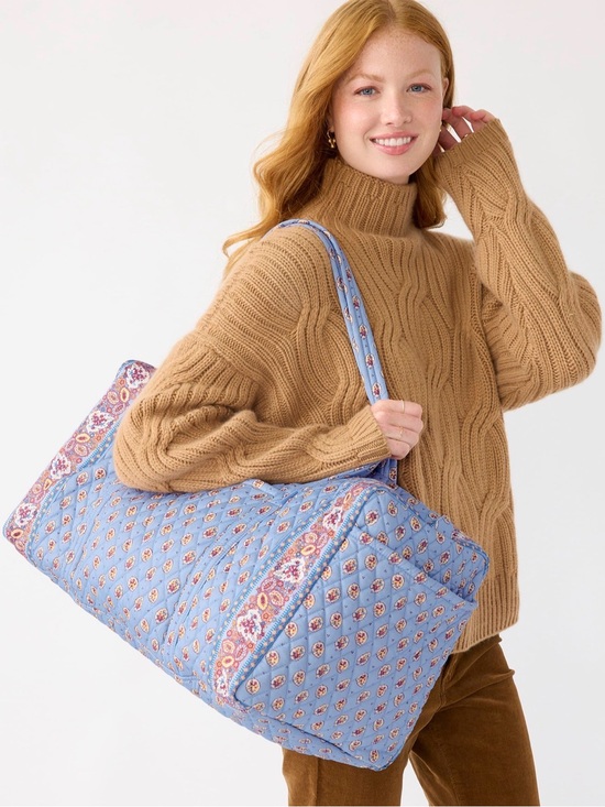 Vera Bradley Handbags - Vera Bradley Large Original Duffel Blue Leaf Premium Cotton Weekender